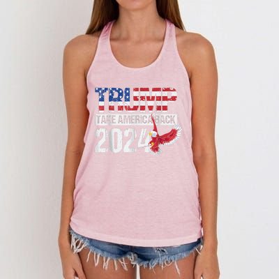 Trump 2024 Flag Take America Back Trump 2024 Women's Knotted Racerback Tank