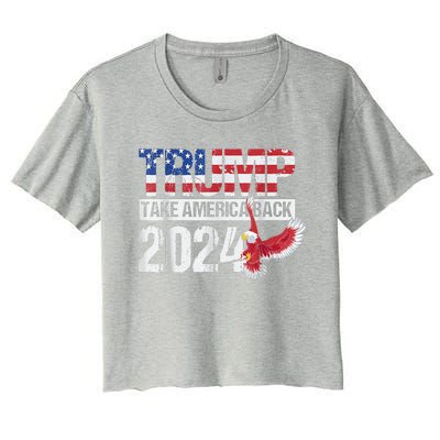 Trump 2024 Flag Take America Back Trump 2024 Women's Crop Top Tee