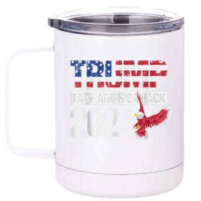 Trump 2024 Flag Take America Back Trump 2024 12 oz Stainless Steel Tumbler Cup