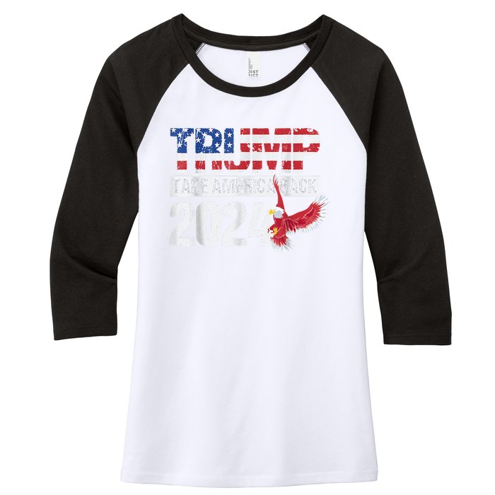 Trump 2024 Flag Take America Back Trump 2024 Women's Tri-Blend 3/4-Sleeve Raglan Shirt