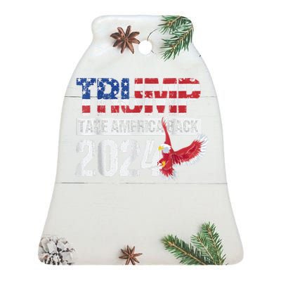 Trump 2024 Flag Take America Back Trump 2024 Ceramic Bell Ornament