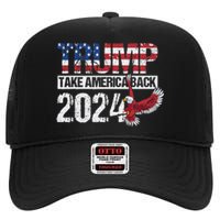 Trump 2024 Flag Take America Back High Crown Mesh Back Trucker Hat