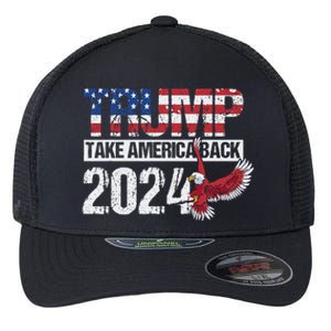 Trump 2024 Flag Take America Back Flexfit Unipanel Trucker Cap