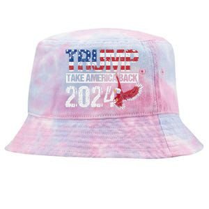 Trump 2024 Flag Take America Back Tie-Dyed Bucket Hat