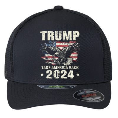 Trump 2024 Flag Take America Back Trump 2024 Flexfit Unipanel Trucker Cap