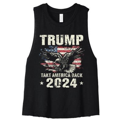 Trump 2024 Flag Take America Back Trump 2024 Women's Racerback Cropped Tank