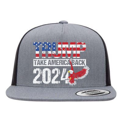 Trump 2024 Flag Take America Back 4th Of July Trump 2024 Flat Bill Trucker Hat