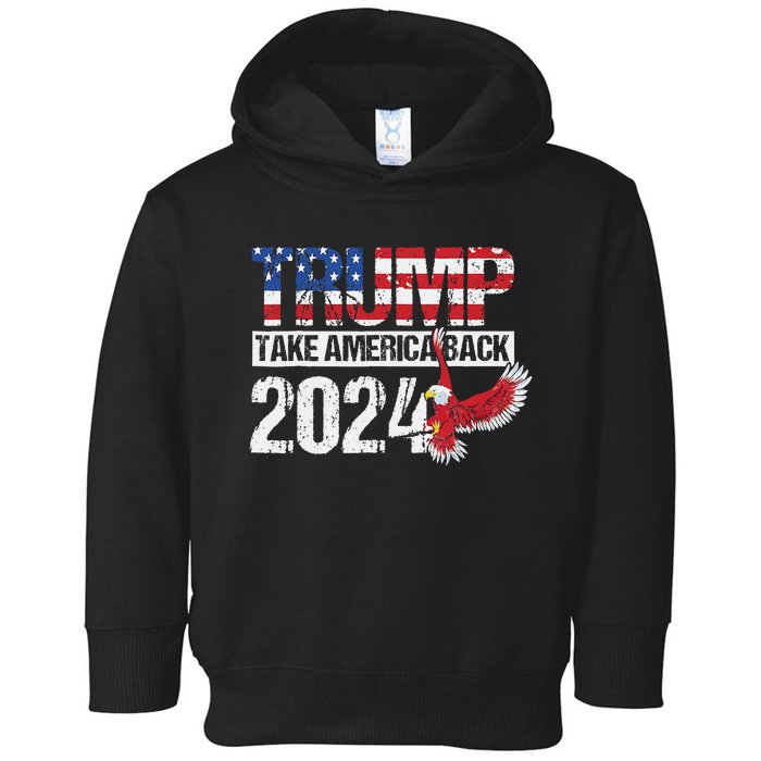 Trump 2024 Flag Take America Back 4th Of July Trump 2024 Toddler Hoodie