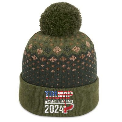 Trump 2024 Flag Take America Back 4th Of July Trump 2024 The Baniff Cuffed Pom Beanie