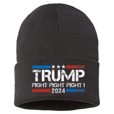 Trump 2024 Fight Fight Fight Trump President Election 2024 Sustainable Knit Beanie