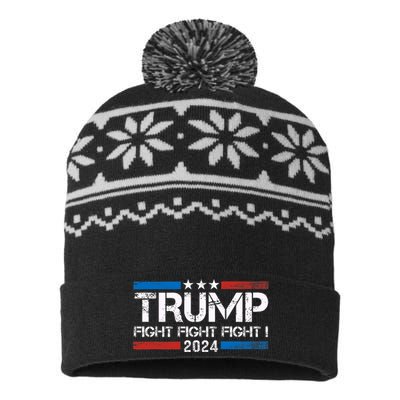 Trump 2024 Fight Fight Fight Trump President Election 2024 USA-Made Snowflake Beanie