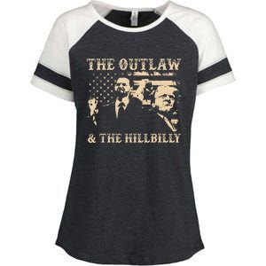 Trump 2024 Flag Outlaw Hillbilly J.D.Vance 2024 Enza Ladies Jersey Colorblock Tee