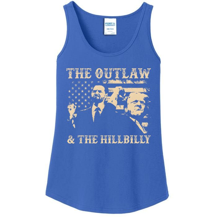 Trump 2024 Flag Outlaw Hillbilly J.D.Vance 2024 Ladies Essential Tank