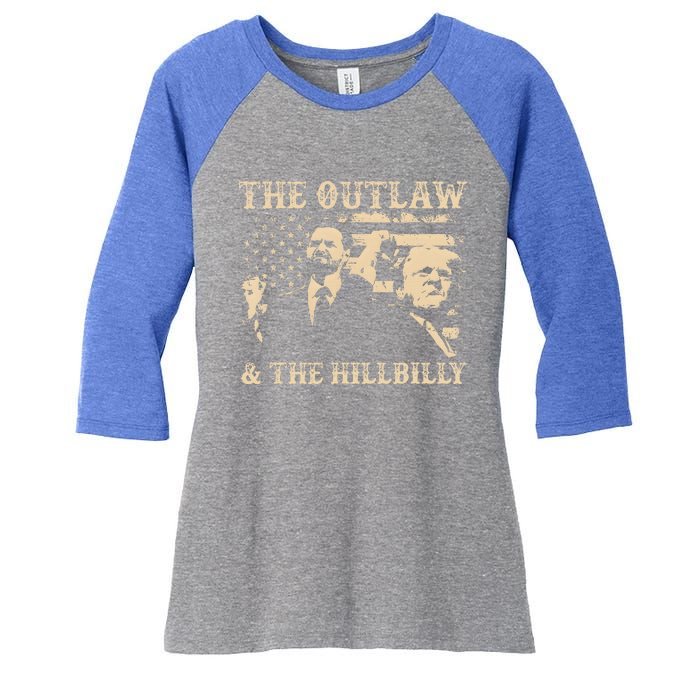 Trump 2024 Flag Outlaw Hillbilly J.D.Vance 2024 Women's Tri-Blend 3/4-Sleeve Raglan Shirt