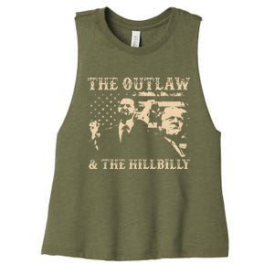 Trump 2024 Flag Outlaw Hillbilly J.D.Vance 2024 Women's Racerback Cropped Tank