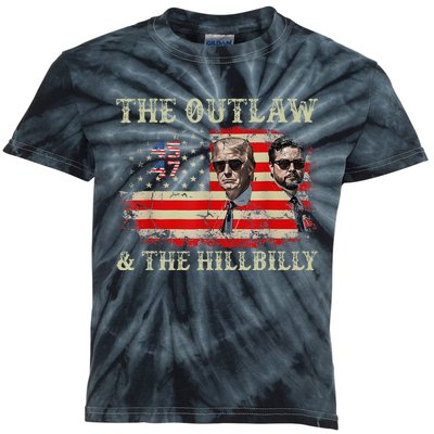 Trump 2024 Flag Outlaw Hillbilly J.D.Vance 2024 Kids Tie-Dye T-Shirt