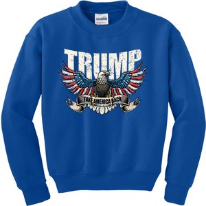 Trump 2024 Flag Take America Back  Donald Trump  Kids Sweatshirt