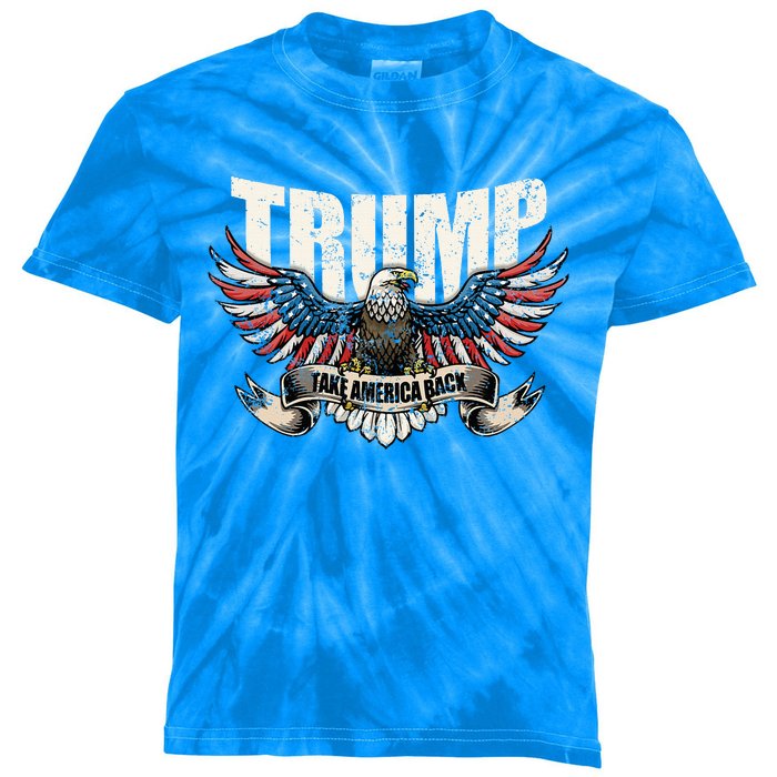 Trump 2024 Flag Take America Back  Donald Trump  Kids Tie-Dye T-Shirt