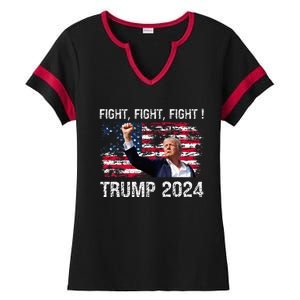 Trump 2024 Fight Fight Fight Ladies Halftime Notch Neck Tee