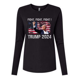 Trump 2024 Fight Fight Fight Womens Cotton Relaxed Long Sleeve T-Shirt