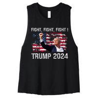 Trump 2024 Fight Fight Fight Women's Racerback Cropped Tank