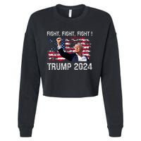 Trump 2024 Fight Fight Fight Cropped Pullover Crew