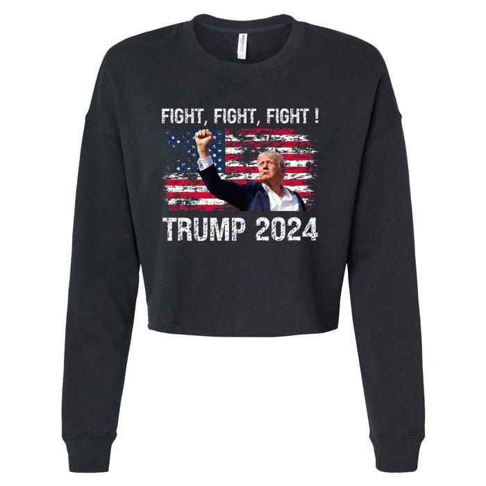 Trump 2024 Fight Fight Fight Cropped Pullover Crew