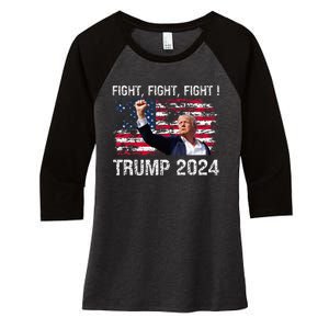 Trump 2024 Fight Fight Fight Women's Tri-Blend 3/4-Sleeve Raglan Shirt