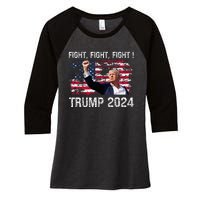 Trump 2024 Fight Fight Fight Women's Tri-Blend 3/4-Sleeve Raglan Shirt