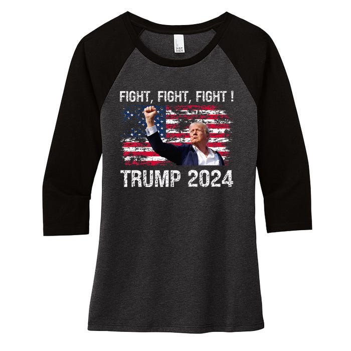 Trump 2024 Fight Fight Fight Women's Tri-Blend 3/4-Sleeve Raglan Shirt