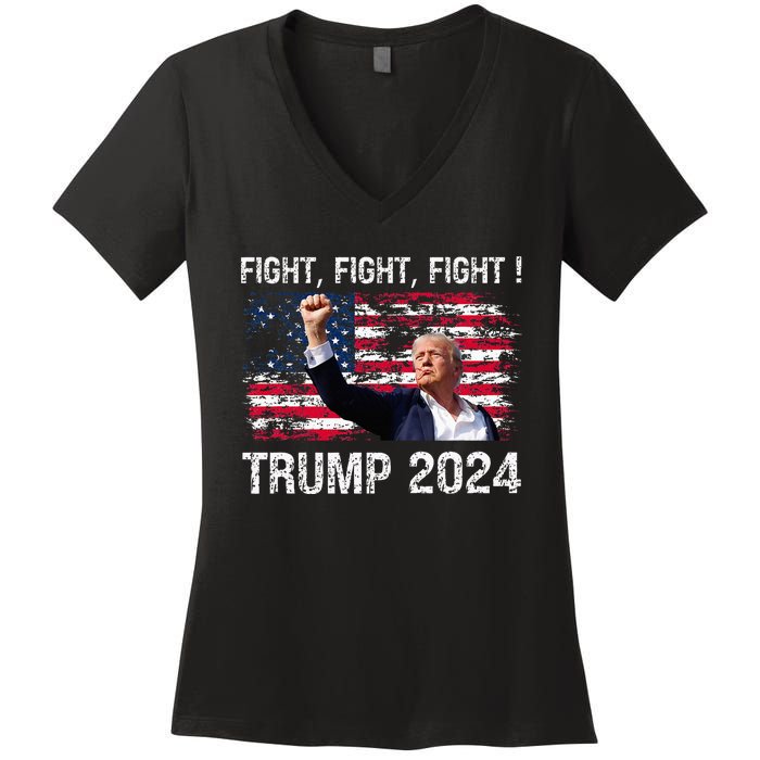 Trump 2024 Fight Fight Fight Women's V-Neck T-Shirt