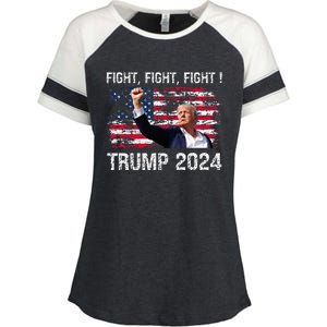 Trump 2024 Fight Fight Fight Enza Ladies Jersey Colorblock Tee