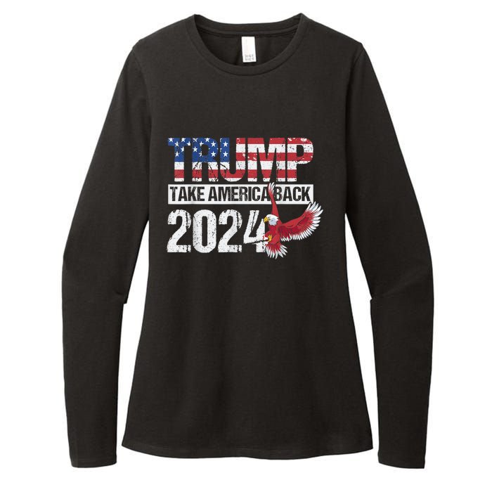 Trump 2024 Flag Take America Back Men Women Trump 2024 Womens CVC Long Sleeve Shirt