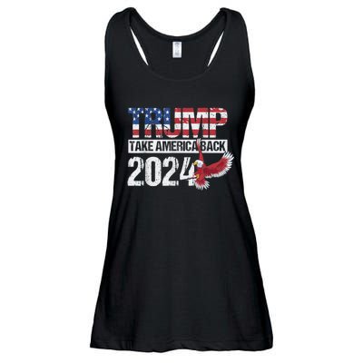 Trump 2024 Flag Take America Back Men Women Trump 2024 Ladies Essential Flowy Tank