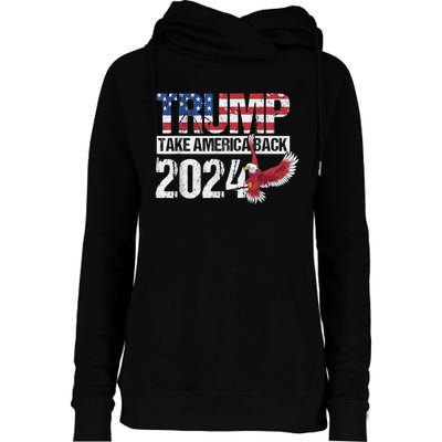 Trump 2024 Flag Take America Back Men Women Trump 2024 Womens Funnel Neck Pullover Hood