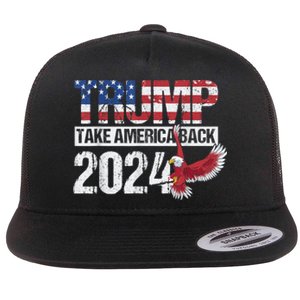 Trump 2024 Flag Take America Back Men Women Trump 2024 Flat Bill Trucker Hat