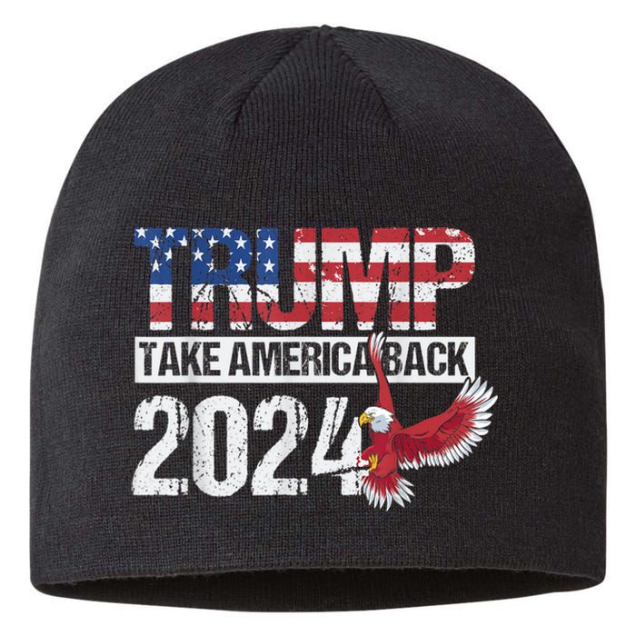 Trump 2024 Flag Take America Back Men Women Trump 2024 Sustainable Beanie