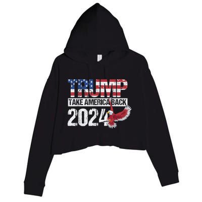 Trump 2024 Flag Take America Back Men Women Trump 2024 Crop Fleece Hoodie