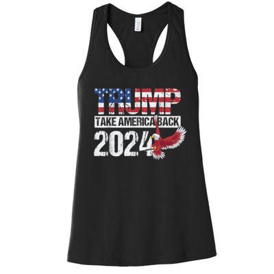 Trump 2024 Flag Take America Back Men Women Trump 2024 Women's Racerback Tank