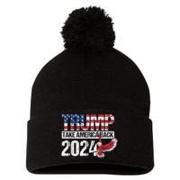 Trump 2024 Flag Take America Back Men Women Trump 2024 Pom Pom 12in Knit Beanie