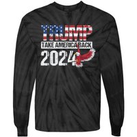 Trump 2024 Flag Take America Back Men Women Trump 2024 Tie-Dye Long Sleeve Shirt