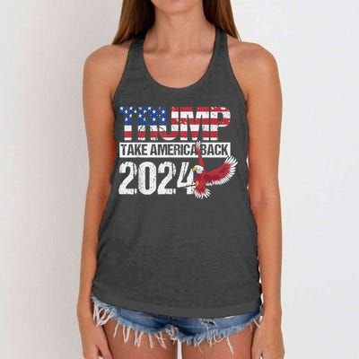 Trump 2024 Flag Take America Back Men Women Trump 2024 Women's Knotted Racerback Tank