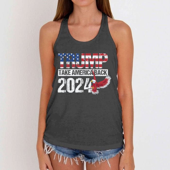 Trump 2024 Flag Take America Back Men Women Trump 2024 Women's Knotted Racerback Tank