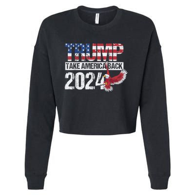 Trump 2024 Flag Take America Back Men Women Trump 2024 Cropped Pullover Crew