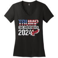 Trump 2024 Flag Take America Back Men Women Trump 2024 Women's V-Neck T-Shirt