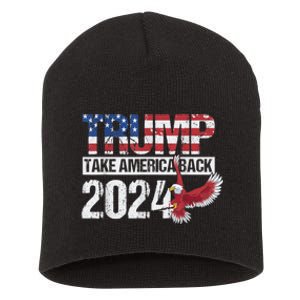 Trump 2024 Flag Take America Back Men Women Trump 2024 Short Acrylic Beanie