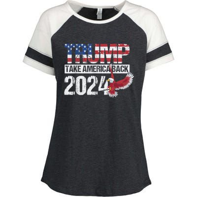 Trump 2024 Flag Take America Back Men Women Trump 2024 Enza Ladies Jersey Colorblock Tee