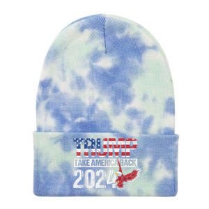 Trump 2024 Flag Take America Back Men Women Trump 2024 Tie Dye 12in Knit Beanie