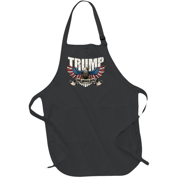 Trump 2024 Flag Take America Back Donald Trump Full-Length Apron With Pockets