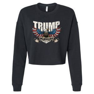 Trump 2024 Flag Take America Back Donald Trump Cropped Pullover Crew